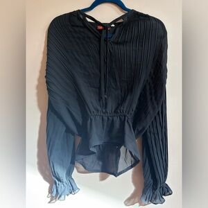 DB II by Donald Brooks Vintage Black Sheer Long Sleeve Whimsigoth Blouse Top